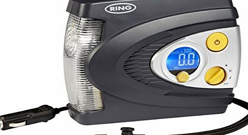 RING  RAC635 12V Preset Digital Tyre Inflator with Case, Adaptor Set and LED Light