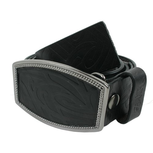 Rip Curl Mens Rip Curl Embossed Leather Belt Black