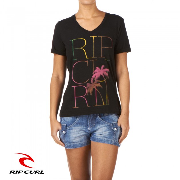 Womens Rip Curl Abaetetuba T-Shirt - Solid Black