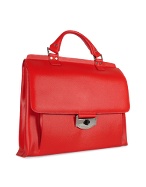 Women` Red Genuine Italian Leather Large Briefcase