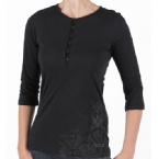 Womens Nomad 3/4 Sleeve T-Shirt Solid Black
