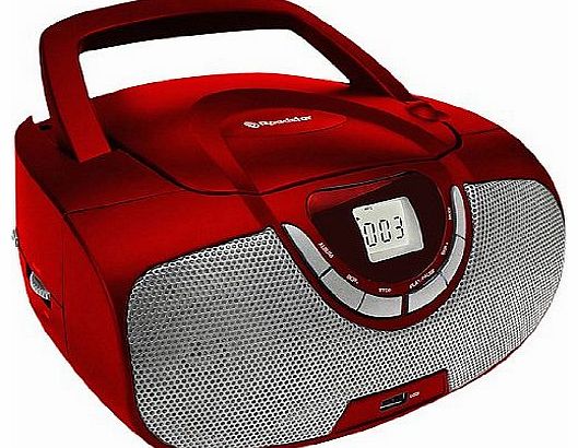 Portable Stereo System with CD/MP3 Player, USB and AM/FM Radio - Red