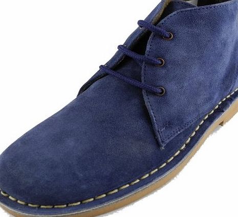 Womens Roamers Round Toe Real Suede Leather Desert Boots BLUE SIZE 5