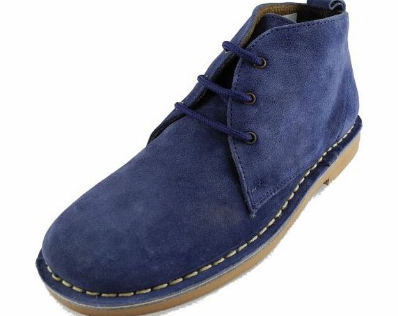 Roamer Womens Roamers Round Toe Real Suede Leather Desert Boots BLUE SIZE 6