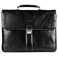 Black Double Gusset Leather Briefcase