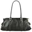 Black Leather Satchel Bag W/White Stiching
