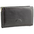 Ladies`Black Leather Trifold ID Wallet
