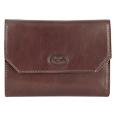 Ladies`Dark Brown Leather Flap ID Wallet