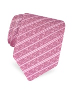 Mauve Logo Stripe Woven Silk Tie