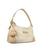 Cream and Gold All Over Shimmering Signature Hobo Bag