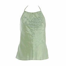 Rocha.John Rocha Green embroidered silk halter neck top