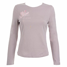 Taupe patchwork flower logo top