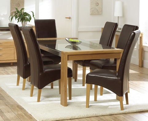 Solid Oak and Glass Dining Table -