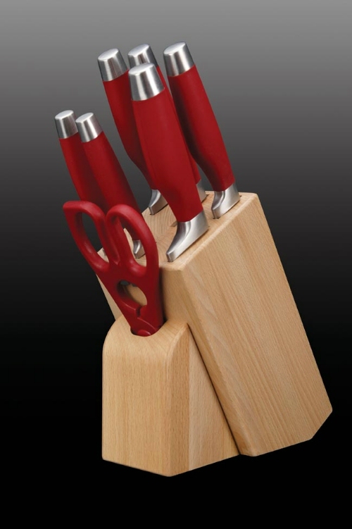 Red Silicone Knife Block 7 piece