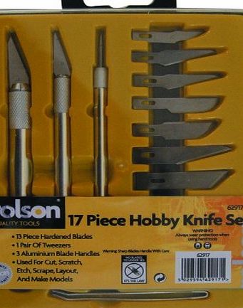 Rolson Tools 62917 17 piece Hobby Knife Set in Plastic Case