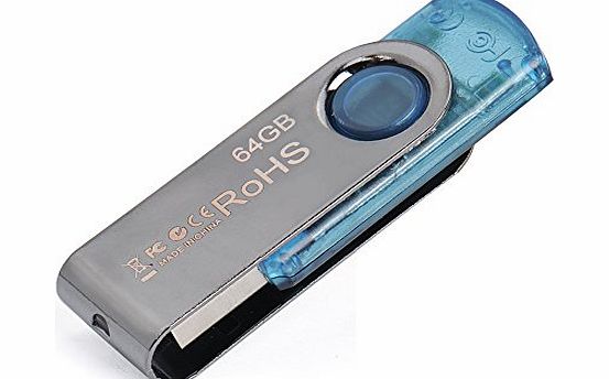 64GB Rotating USB 2.0 Flash Memory Drive Stick Pen Storage Thumb U Disk Blue