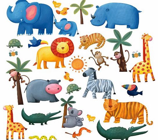 Repositionable Childrens Wall Stickers Jungle Adventure