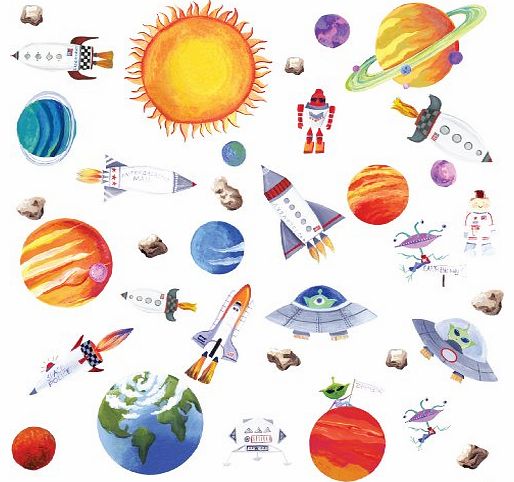 RoomMates Repositionable Childrens Wall Stickers Outer Space