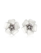 Rosato Iris - Diamond Flower Sterling Silver Earrings