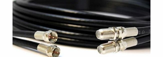 Rosenet Sys BLACK 2m TWIN Coaxial Satellite Extension Cable - suitable for Sky  and Sky HD