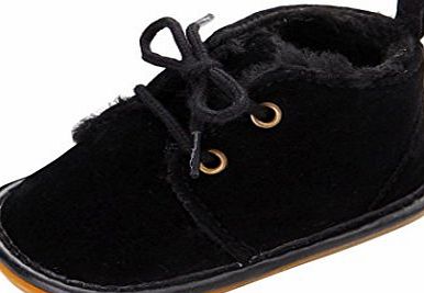 Rosennie Fashion Baby Boots Toddler Infant Soft Sole Prewalker Crib Shoes (3(12~18 Month), Black)