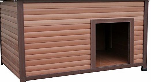 ROSEWOOD  Weather Tuff Wood and Plastic Composite Cabin Style Dog Kennel with Hinged Roof to House, Small