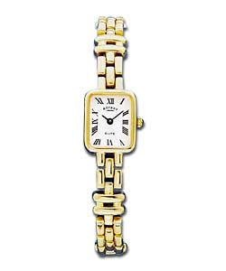 Rotary 9ct Gold White Dial Bracelet Watch