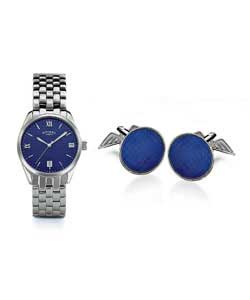 rotary Gents Bracelet Watch and Cuff Links Set