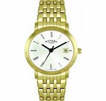 Rotary Ladies Gold Plated White Dial Bracelet