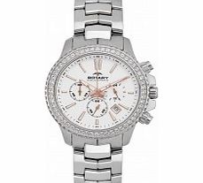 Rotary Ladies Summer Rose Silver Chronograph Watch