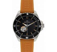 Rotary Mens Aquaspeed Orange Rubber Strap Watch