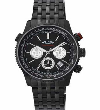 Rotary Mens Black Chronograph Bracelet Watch
