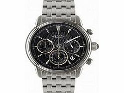 Rotary Mens Black Silver Chronograph Watch