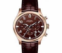 Rotary Mens Brown Chronograph Watch