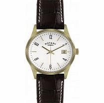 Rotary Mens Classic Dark Brown Leather Strap Watch