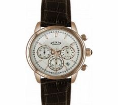 Rotary Mens Gold Brown Chronograph Watch