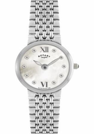 Rotary Womens Quartz Watch with Mother of Pearl Dial Analogue Display and Silver Stainless Steel Bracelet LB00792/07