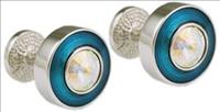 Round Turquoise / Crystal Cufflinks by Mousie Bean