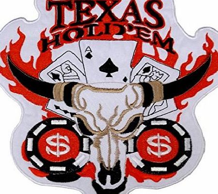 Route66Wear ``Texas HoldEm`` Big Back Patch Iron On Sew On Biker Rocker Poker MC Free Shipping! 23 cm / 21 cm