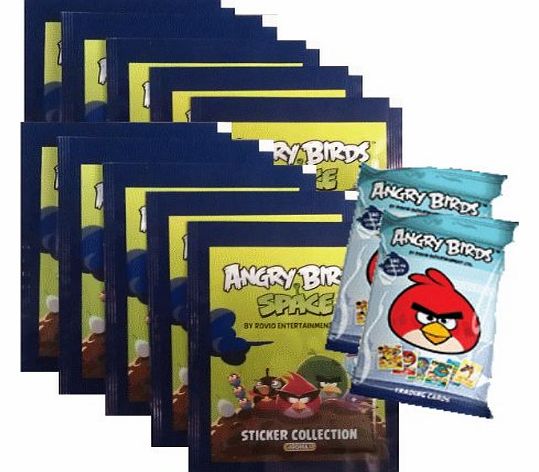 Rovio ANGRY BIRDS SPACE STICKER COLLECTION - 10 PACKS   2 BONUS PACK OF TRADING CARDS