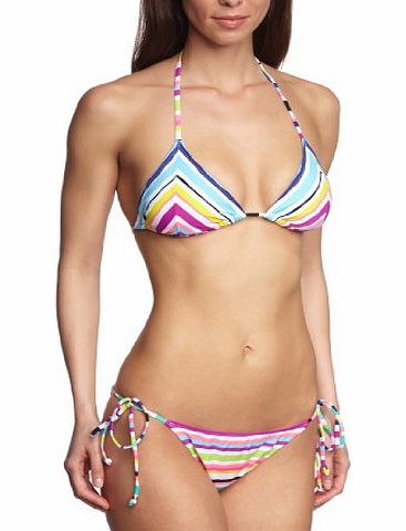 Roxy Tiki Tri Brazilian String Womens Bikini Multi-Coloured Sea Salt Size:M