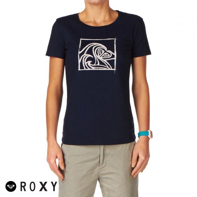 Womens Roxy Surfing Logo T-Shirt - Twilight