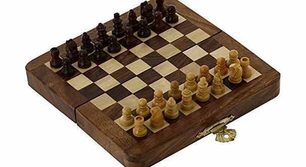 RoyaltyLane 13x13 CM, Magnetic Folding Chess Set with Storage Wooden Board Games