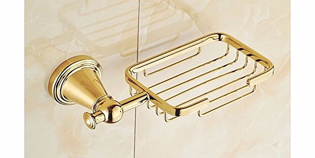 ROZINSANITARY  Golden Polished Bathroom Soap Dish Luxury Soap Basket Solid Brass Wall Mounted