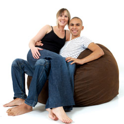 rucomfy Foam Filled Double Bean Bag Worn Leather Look