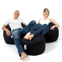 Pair Of Pear Shaped Worn Leather Look  Bean Bags