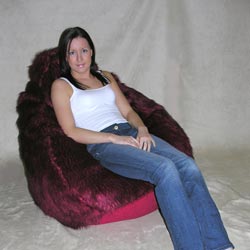 rucomfy Slouchbag Extra Large Red Longhair Faux Fur Bean