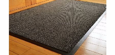 BIG EXTRA LARGE GREY AND BLACK BARRIER MAT RUBBER EDGED HEAVY DUTY NON SLIP KITCHEN ENTRANCE HALL RUNNER RUG MATS 120X180CM (6X4FT)