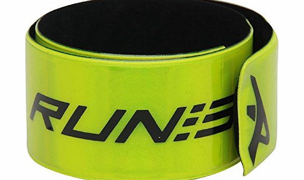 Run 365 Pack of 4 High Visibility Reflective Slap Wrist Ankle Bands for Cycling Running Walking Safety - Fluorescent Yellow