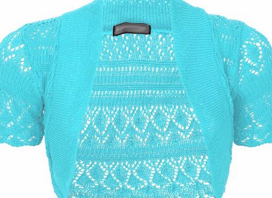 Runway Splash Womens Ladies Knitted Crochet Bolero Shrugs Cardigan Short Sleeves Top Size 8-18[Cream,L/Xl (Uk 16-18) (Eu 44-46) (Us 12-14)]
